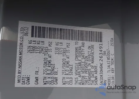 2022 Nissan Pathfinder Platinum 2Wd z USA, uszkodzony, nr VIN 5N1DR3DH6NC263491